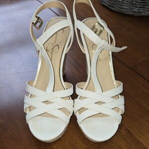 White Jessica Simpson Wedge Sandals
